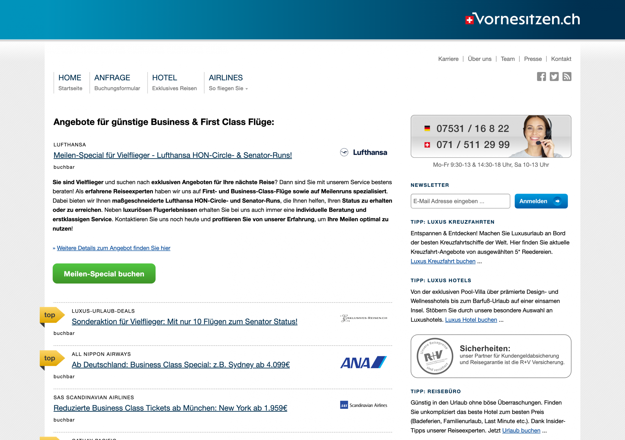 VorneSitzen.ch Angebot