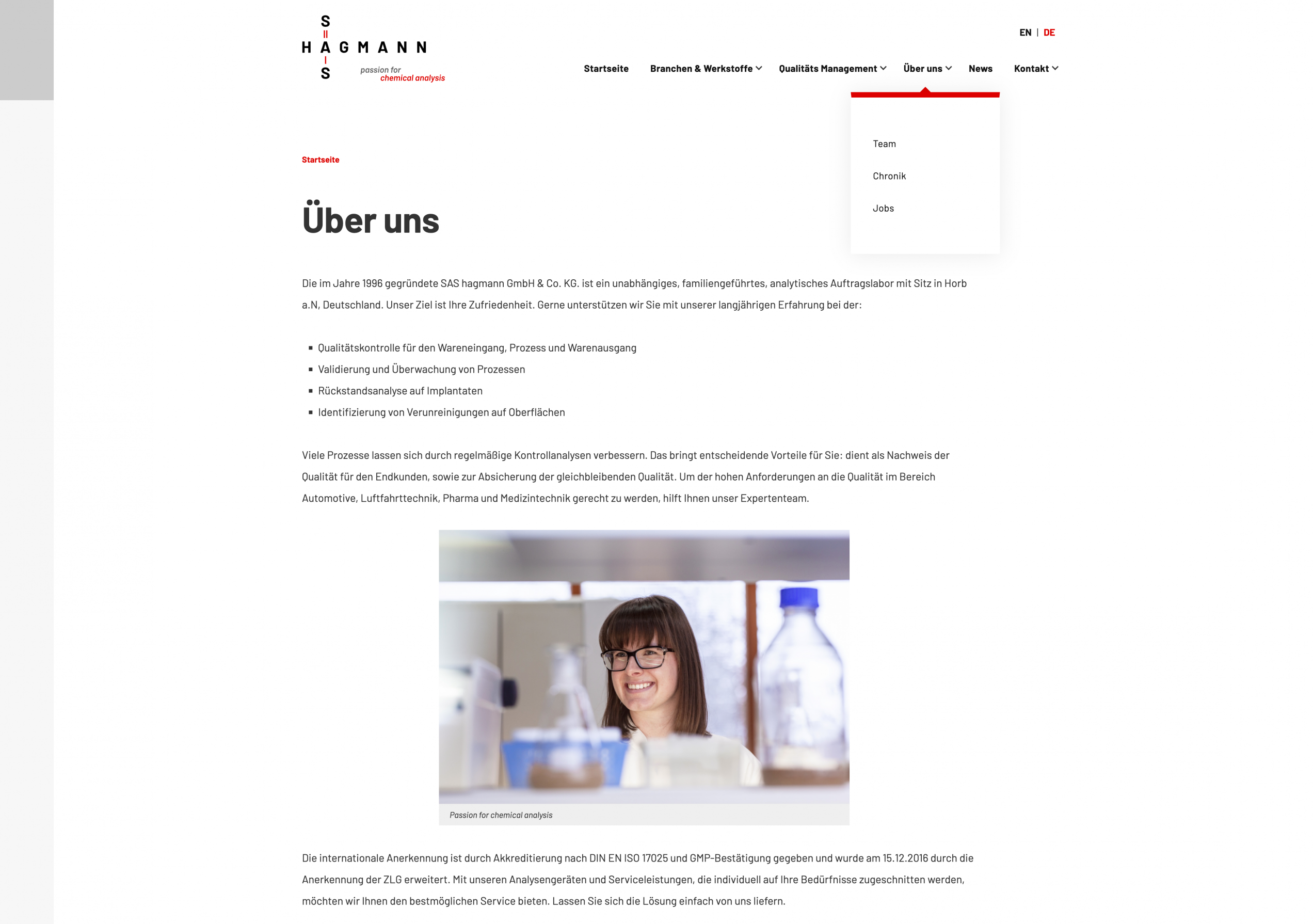 SAS Seite "über uns"