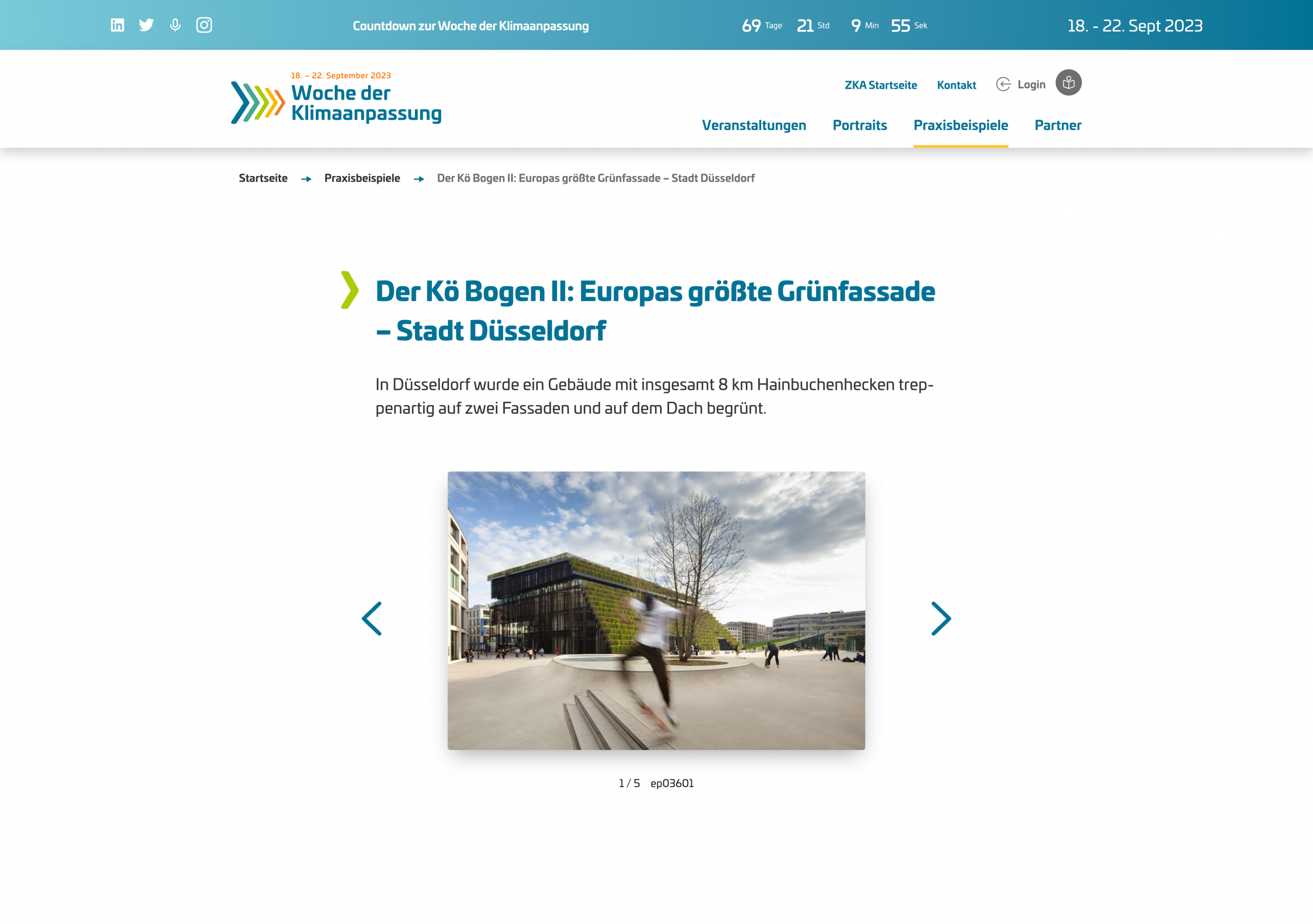 Screenshot: Praxisbeispiel zur Klimaanpassung