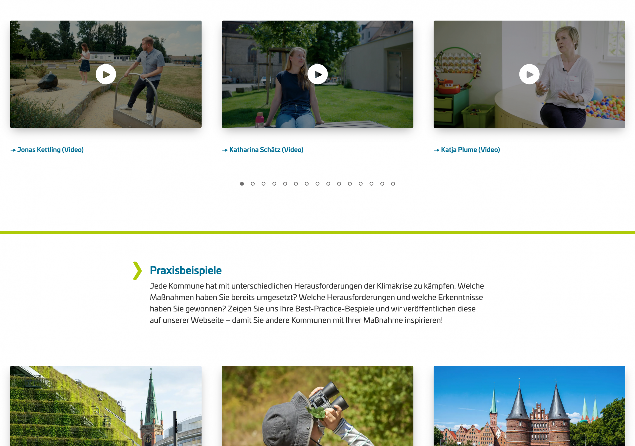 Screenshot der Website zur Woche der Klimaanpassung (nach dem Scrollen)