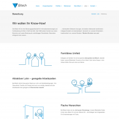 Screenshot einer Landingpage der Bitech AG