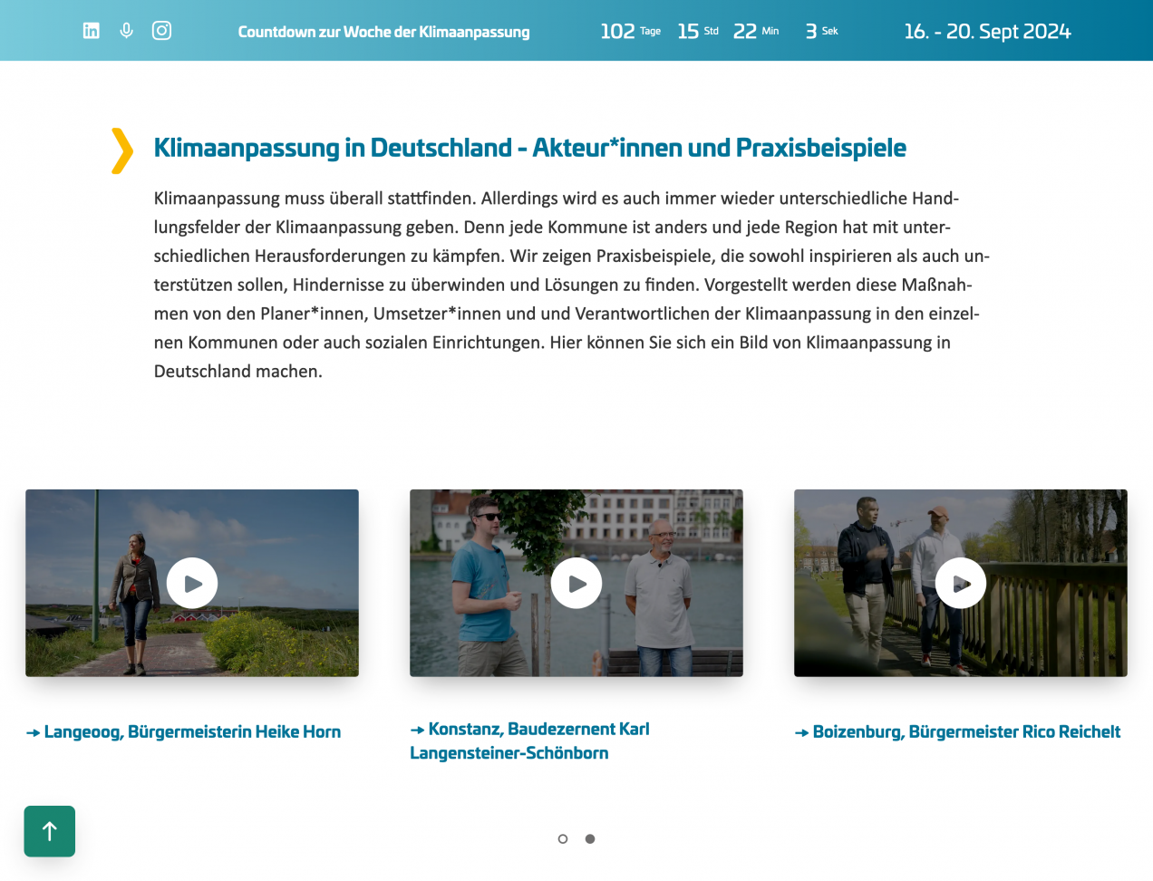 Screenshot Website Woche der Klimaanpassung 2024