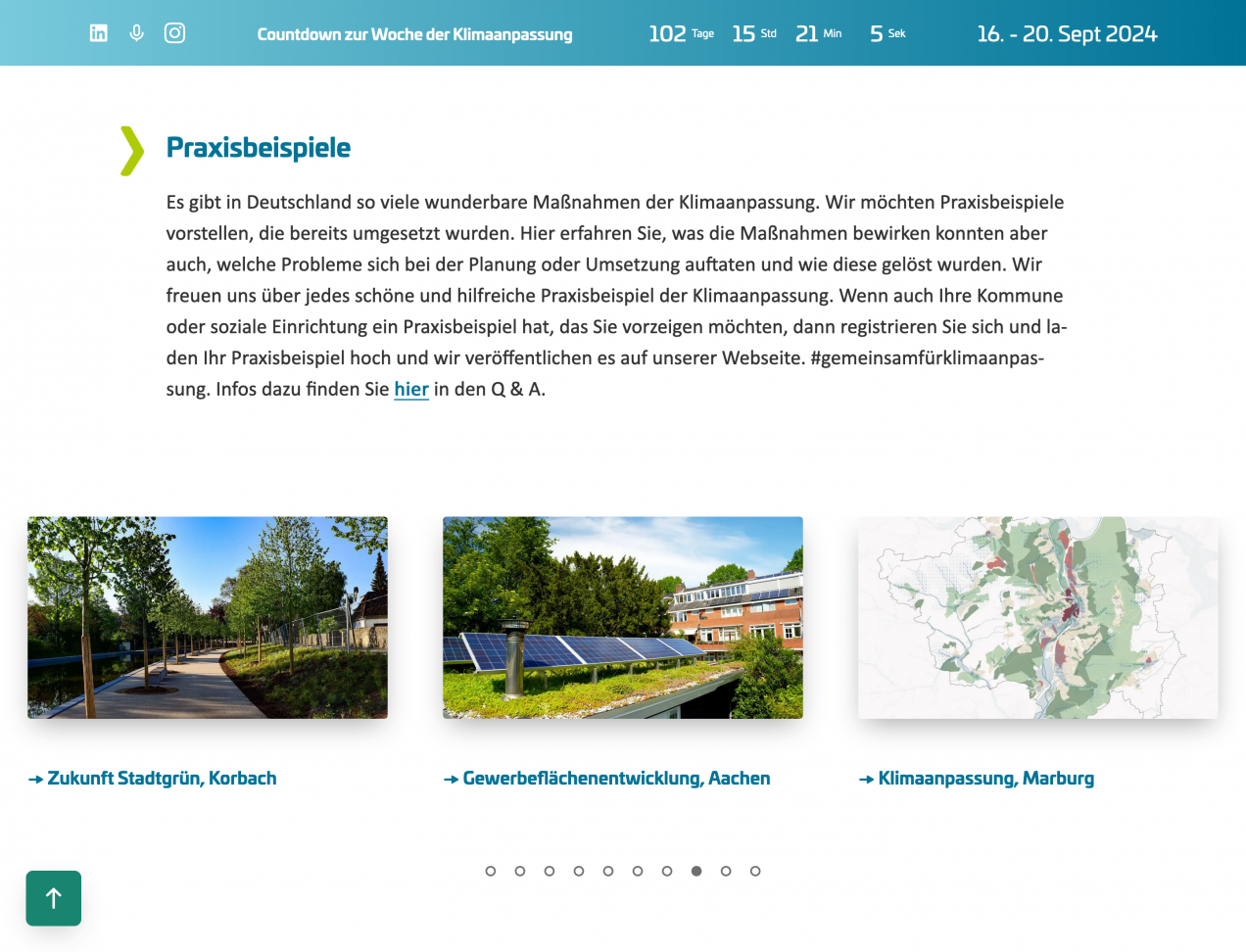 Screenshot Website Woche der Klimaanpassung 2024